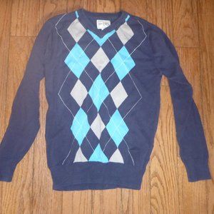 Young Boy's 100% Cotton Argyle V-Neck Sweater